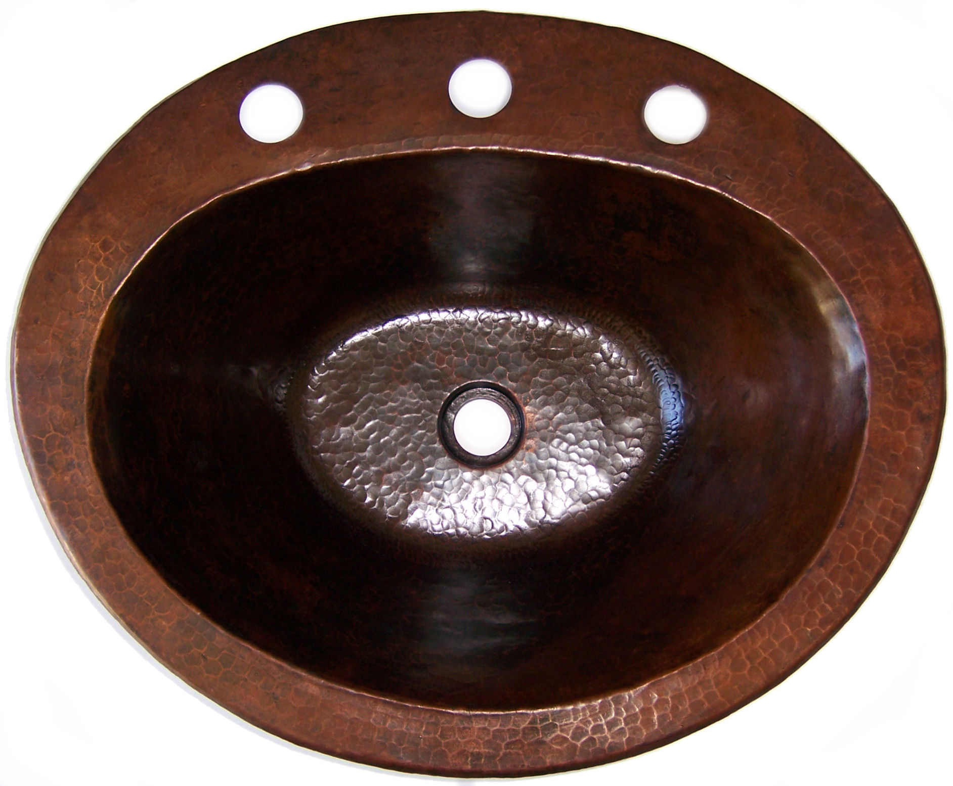 Over-Counter Hammered Oval Bathroom Copper Sink
