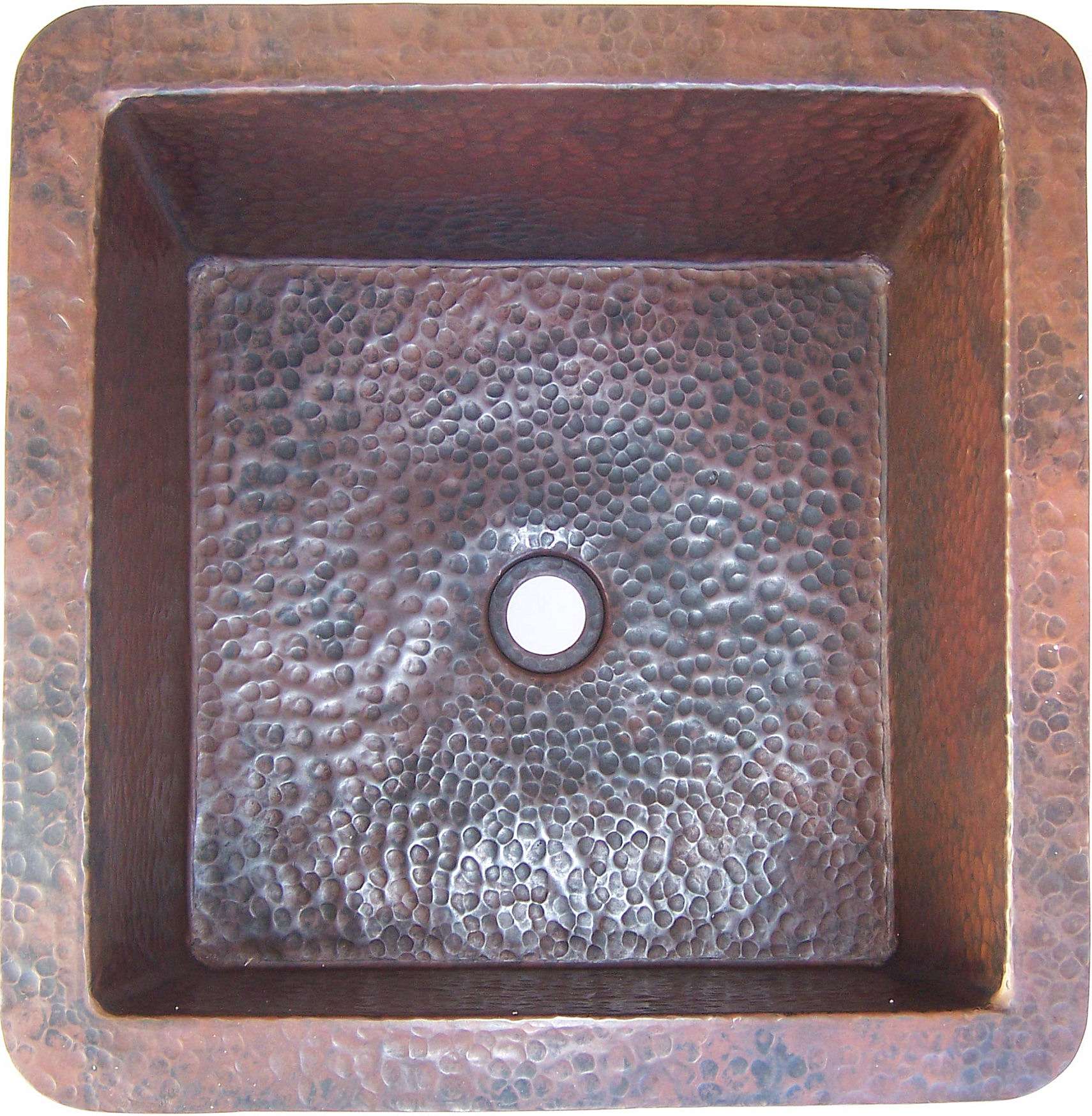 Squared Undermount Hammered Bathroom Copper Sink I