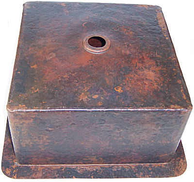 Squared Undermount Hammered Bathroom Copper Sink II Details