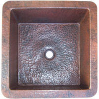 Squared Undermount Hammered Bathroom Copper Sink III