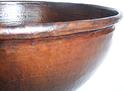 Weathered Hammered Round Bathroom Copper Vessel II Details