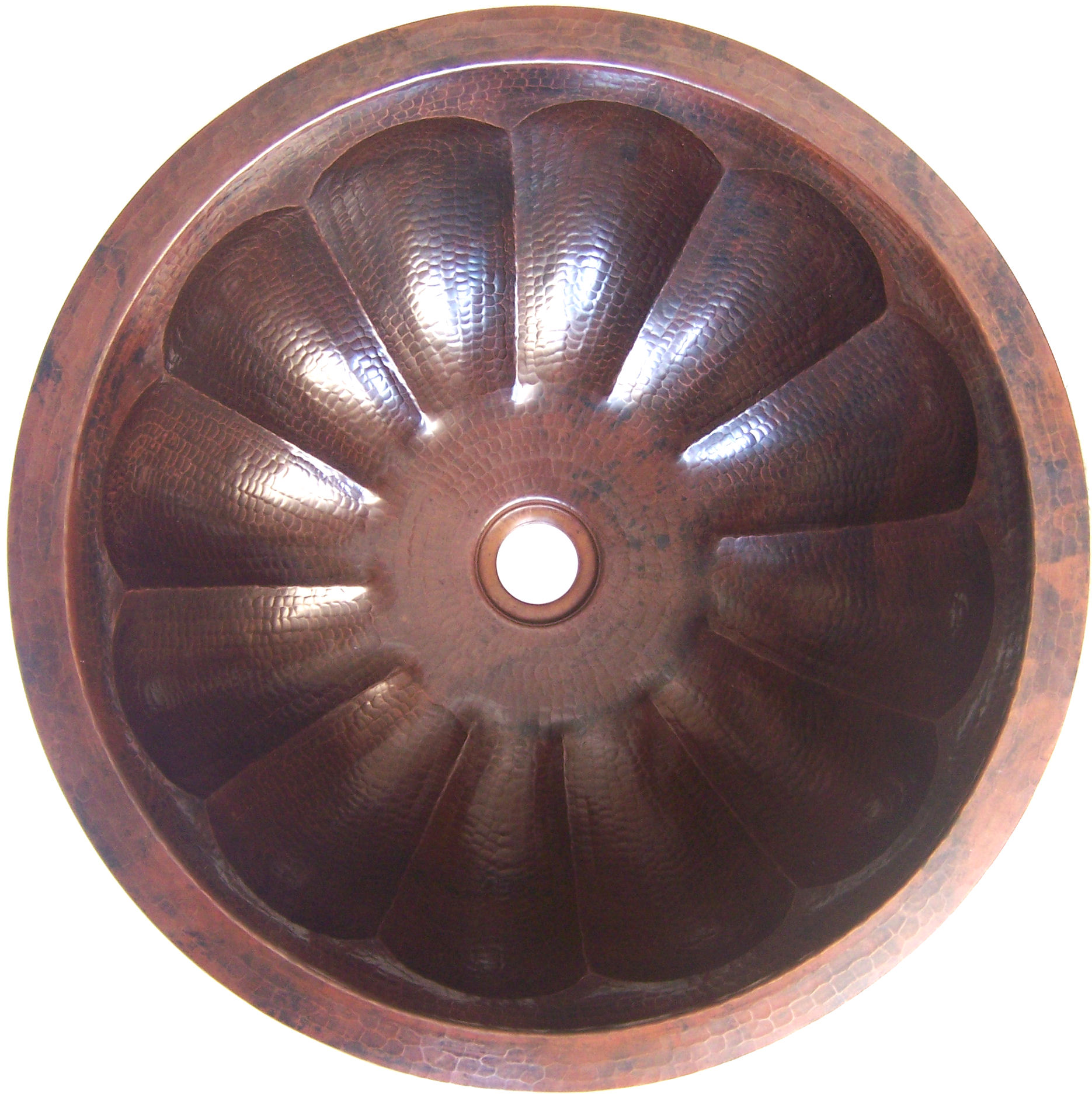 Undermount Hammered Round Shell Bathroom Copper Sink