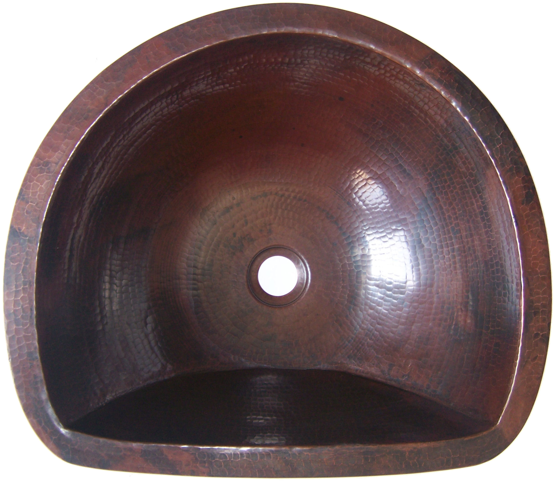 Undermount D-Shaped Hammered Bathroom Copper Sink II