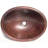 Hammered Oval Bathroom Copper Sink