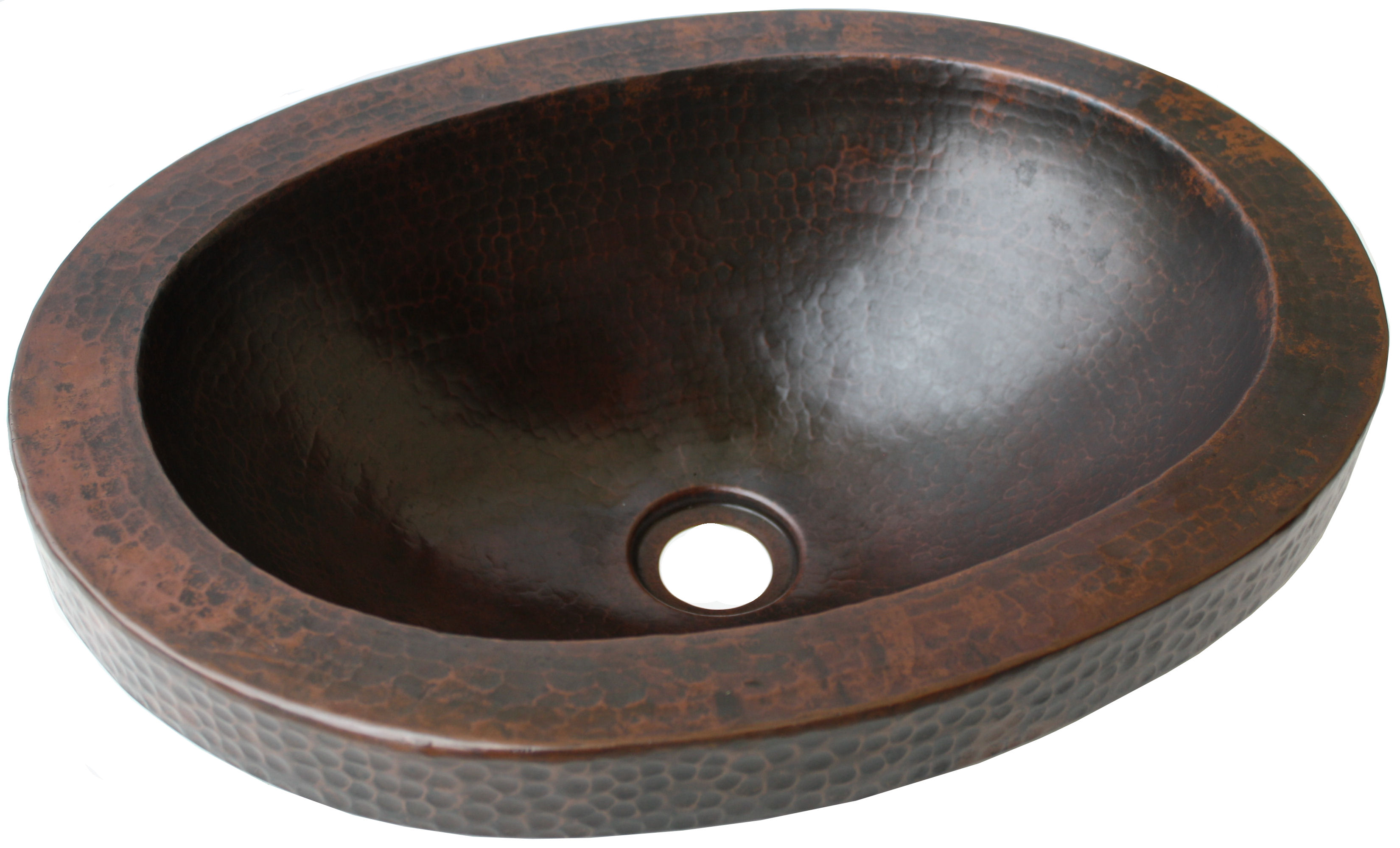 Small Apron Oval Hammered Bathroom Copper Sink