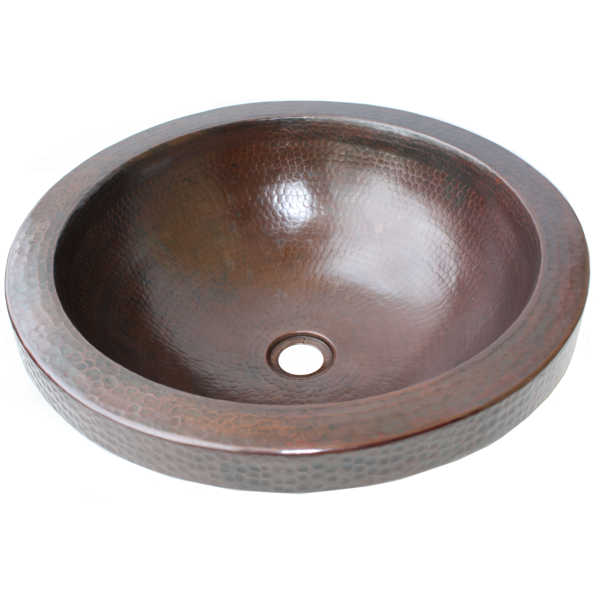 Apron Round Hammered Bathroom Copper Sink