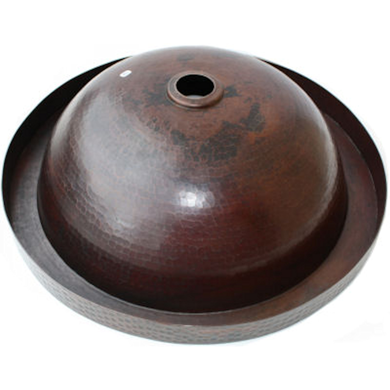 Small Apron Round Hammered Bathroom Copper Sink Close-Up