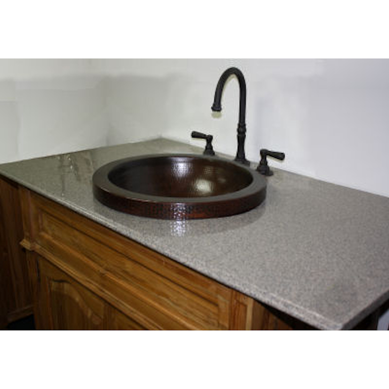 Small Apron Round Hammered Bathroom Copper Sink Details