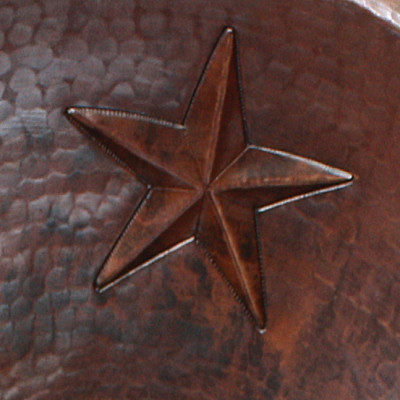 Round Undermount Stars Bathroom Hammered Copper Sink Close-Up