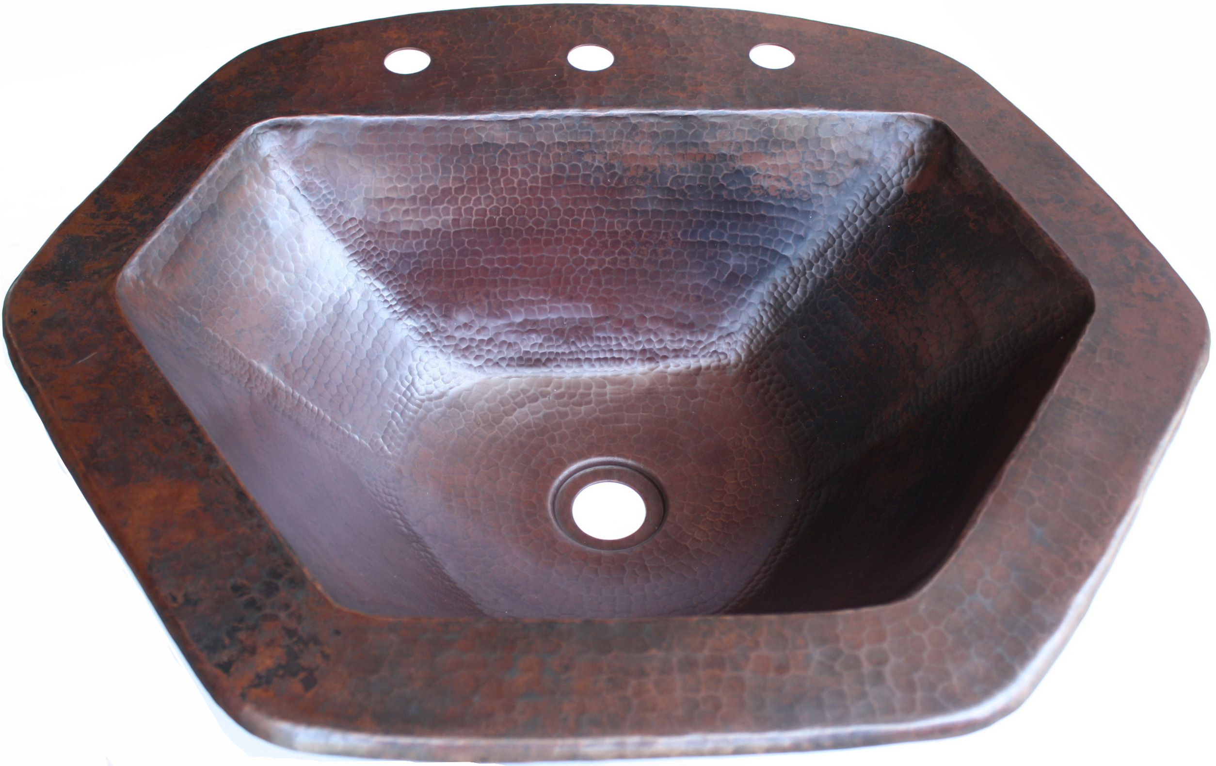 OverCounter Hex Hammered Bathroom Copper Sink