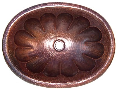 Hammered Oval Shell Bathroom Copper Sink