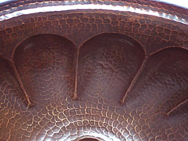 Hammered Oval Shell Bathroom Copper Sink Close-Up