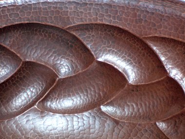 Hammered Oval Braided Bathroom Copper Sink Close-Up