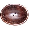 Hammered Oval Flowers Bathroom Copper Sink