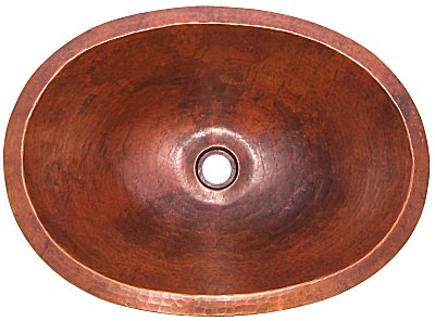 Terra Undermount Hammered Oval Bathroom Copper Sink