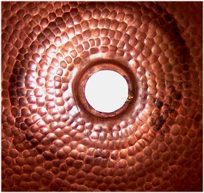 Terra Hammered Round Bathroom Copper Sink Close-Up