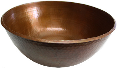 Terra Hammered Round Bathroom Copper Vessel II