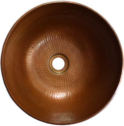 Terra Hammered Round Bathroom Copper Vessel II Close-Up