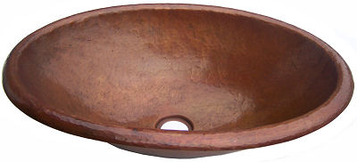 Terra Hammered Oval Bathroom Copper Sink Details