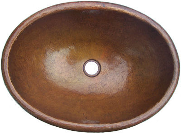 Terra Hammered Oval Bathroom Copper Sink