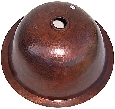 Undermount Tiny Hammered Bathroom Copper Sink Close-Up