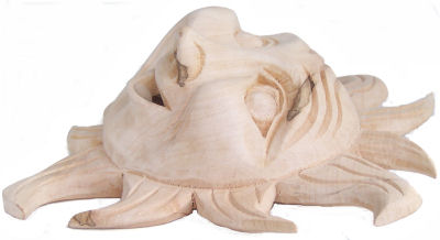 Small Carved Natural Wood Sunface Close-Up