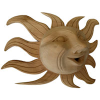 Big Natural Carved Wood Sunface