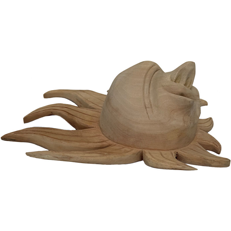 Big Natural Carved Wood Sunface Close-Up