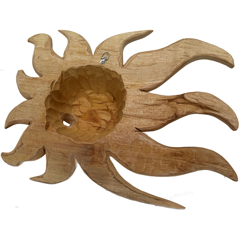 Big Natural Carved Wood Sunface Details