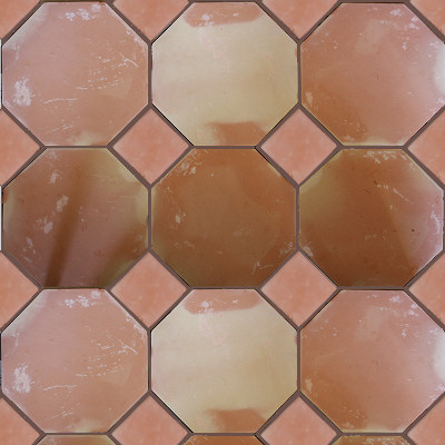 Octagon Clay Saltillo Tile Close-Up