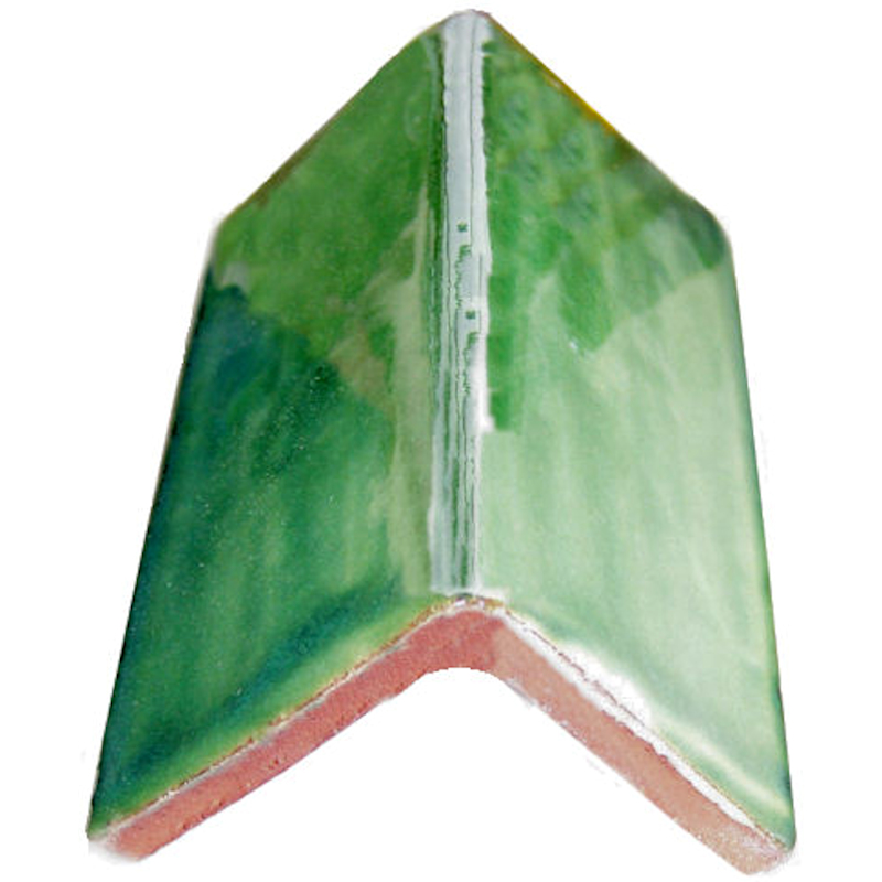 TalaMex Green Talavera Clay V-Cap 4 in. Close-Up