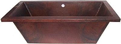 Rectangular Hammered Copper Bath Tub Details