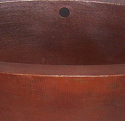 Double Wall Oval Hammered Copper Bath Tub Close-Up