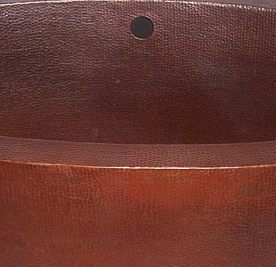 Double Wall Oval Hammered Copper Bath Tub Close-Up