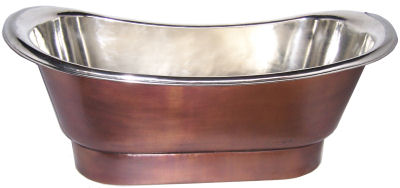 Nickel Plated Smooth Copper Bath Tub Close-Up