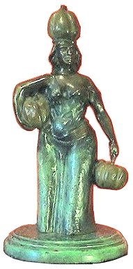 Copper Sculpture Woman with Pumpkins