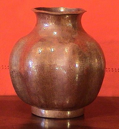 Folk Art Sanded Pumpkin Copper Vase
