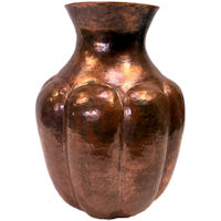 Folk Art Pumpkin Copper Vase