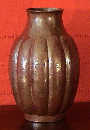 Folk Art Pumpkin Copper Vase