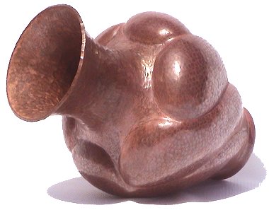 Folk Art Twisted-Pronged Copper Vase Details