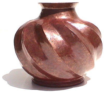 Three-Set Tiny Twisted Copper Vases Close-Up