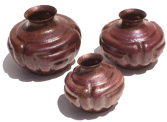 Three-Set Tiny Squared Copper Vases