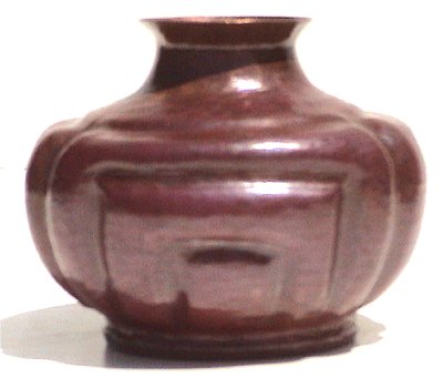 Three-Set Tiny Squared Copper Vases Close-Up