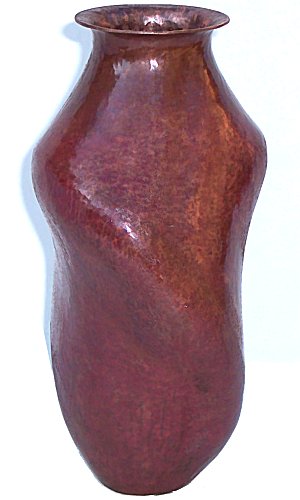 Small Oval Twisted Hammered Copper Vase