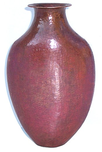 Small Oval Hammered Copper Vase
