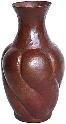 Twisted Pronged Hammered Copper Vase