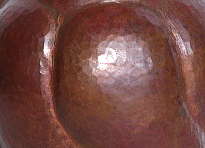 Twisted Pronged Hammered Copper Vase Close-Up