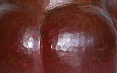 Pronged Hammered Copper Vase Close-Up
