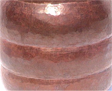 Hammered Round Snail Copper Vase Close-Up