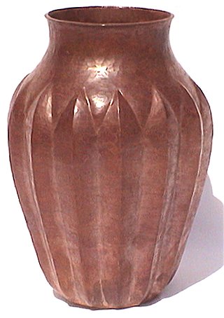 Hammered Round Pronged Copper Vase